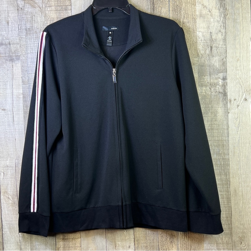 Aqua Sports Black Large Front Zippered Lightweight Jacket with Pockets N…